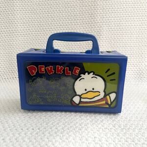 Pekkle Sanrio 95 Vintage Vinyl Window Case Handle Snap Closure Collapsible Blue